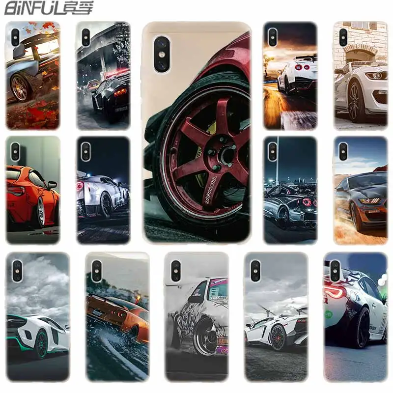 

cover soft Silicone TPU Case For Xiaomi Mi 8 A2 Lite 9 5X 6X F1 Mix 2s Max 3 Redmi Note7 Go Car Speed Yokohama drift