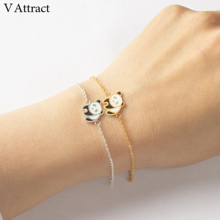 Женский Браслет манжета в виде панды из нержавеющей стали|best friend gifts|friend giftbracelet