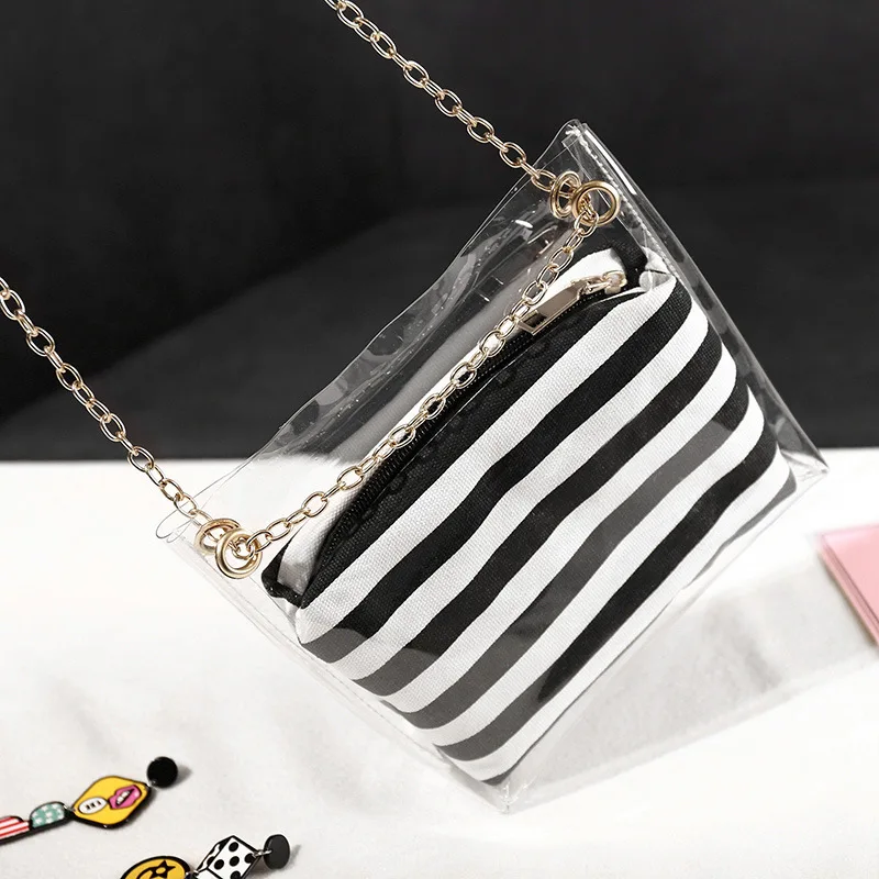 Fashion New Brand Transparent Summer Women Messenger Bag Female Shoulder Crossbody Bags Designer Retro Color Stripes Chain Bag Fashion New Brand Transparent Summer Women Messenger Bag Female Shoulder Crossbody Bags Designer Retro Color Stripes Chain Bag