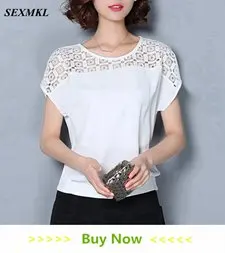 SEXMKL Womens Chiffon Blouses Summer Fashion Casual Silk Blouse Sexy Tops Office Ladies Shirts White Polka Dot Blouse Top