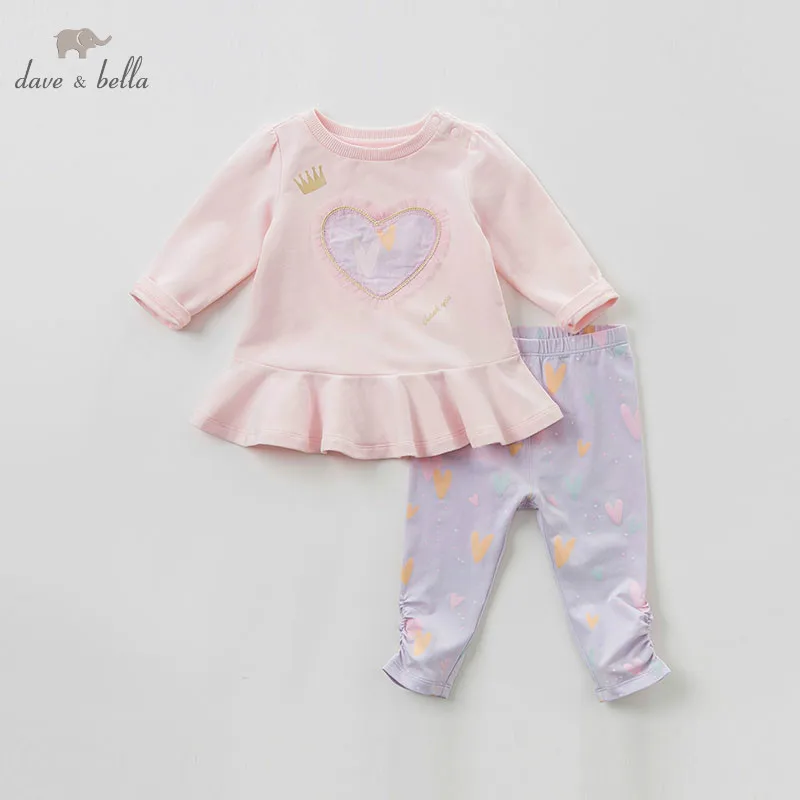

DBZ10101 dave bella spring baby fashion clothing sets girls lovely long sleeve suits children print clothes