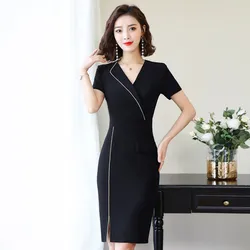 Work clothes women 2019 summer new style OL slim fashion commuter beautician skirt wrap buttock dress Work clothes women 2019 summer new style OL slim fashion commuter beautician skirt wrap buttock dress