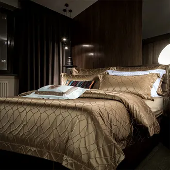 

Premium Luxury Quality 120S Egyptian cotton Khaki Bedding set Queen King Royal Duvet cover Bed sheet set Pillowcase 4/6pc Europe