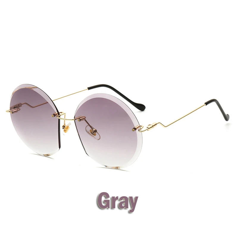 LeonLion, металлические очки, без оправы, солнцезащитные очки для женщин, океанские линзы, классические, брендовые, дизайнерские, для мужчин/женщин, солнцезащитные очки для женщин, UV400, коробка - Цвет линз: Gray