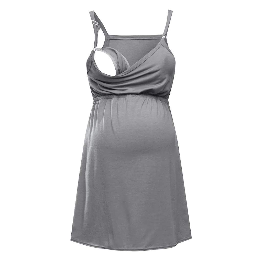 

ARLONEET Women Maternity Nursing Breastfeeding Solid long blouse Pregnant Vest Nursing Baby Sleeveless Blouse T-Shirt W0307