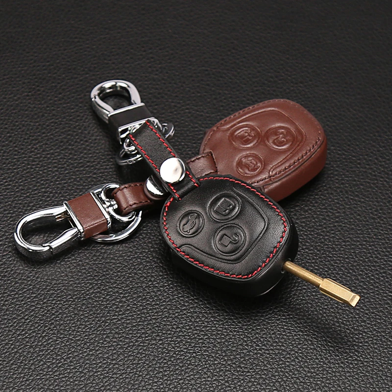 Genuine Leather Car Key Cover Sticker Set Protector Accessories Fit For