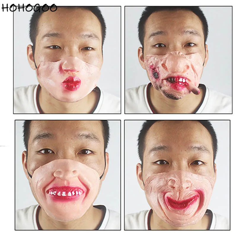 

HOHOGOO 1PC Halloween Party Mask Latex Cosplay Half Face Masquerade Party Elastic Band Half Face Masks Funny Decor