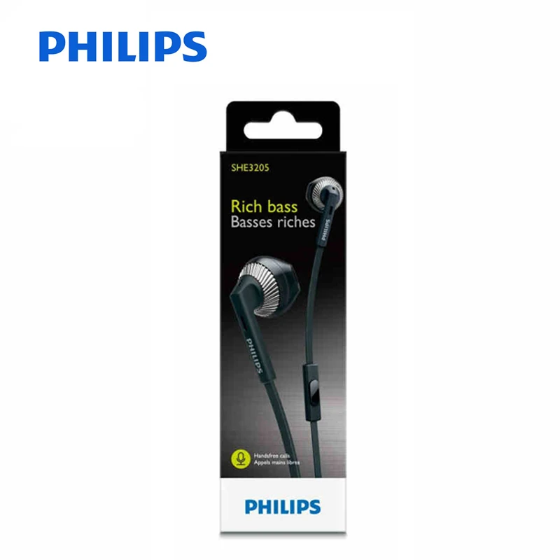 Проводные Наушники Philips SHE3205 с 3,5 мм разъемом микрофона в уши для Loptap Ipad MP4 смартфона Galaxy 8 официальная сертификация