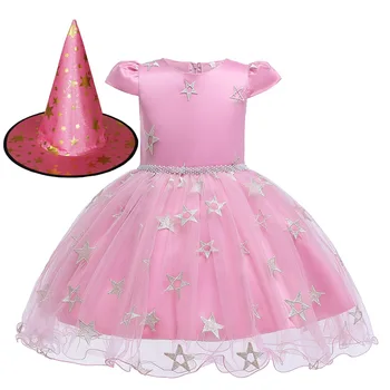 

Kids Dresses For Girls Summer Dress Princess Birthday Party Evening Vestidos Dress With a Personality Hat Knee Dress 1-10 Years