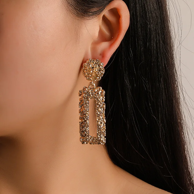 

Big Metal Geometric Statement Hanging Drop Earring Gold silver Elegant Dangle Earrings Fashion Trend Jewelry