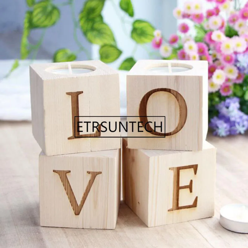 

20sets LOVE Candlestick Romantic Candle Holders For Home Decor Wooden Candle Holders Light Wedding Love Decoration