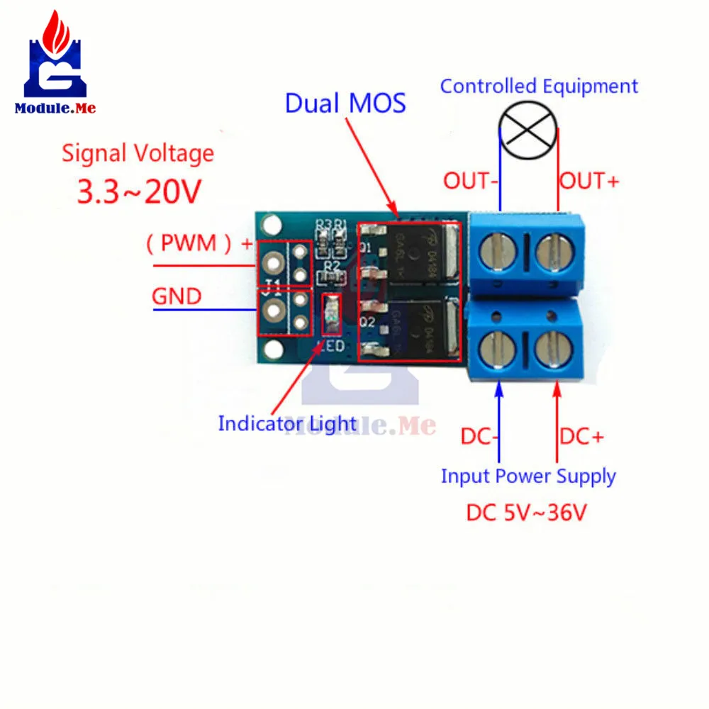 15A 400 Вт MOSFET триггер переключениt приводной модуль ШИМ-регулятор электронный переключатель Управление Панель DC 5 V-36 V Высокая Мощность модуль