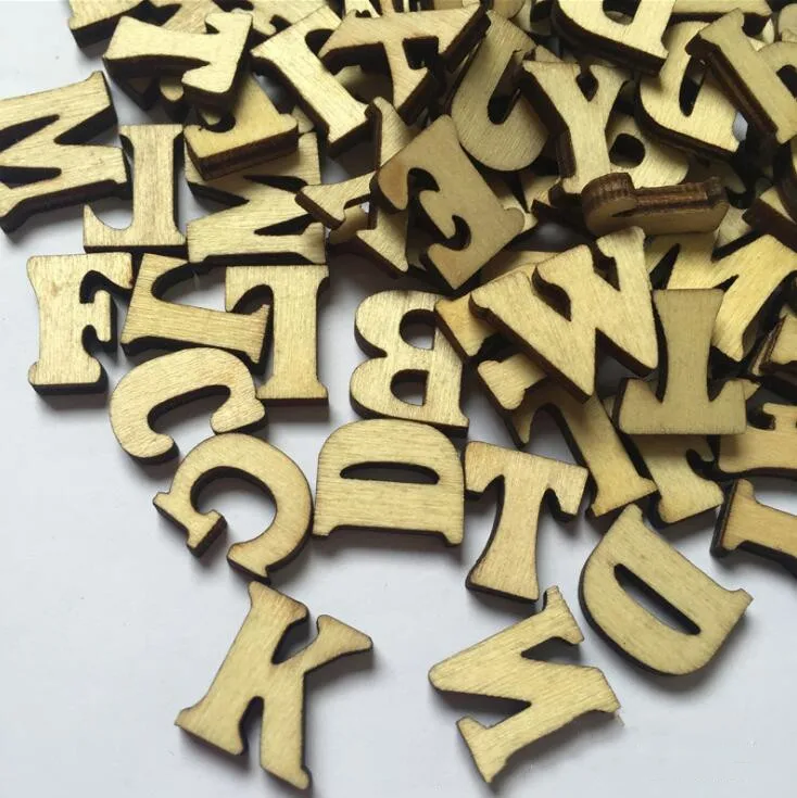 100 Pcs Mixed 15mm Natural Wooden Letters Alphabet Wood Cutout Discs DIY Arts Scrapbooking Handcrafts Decoration