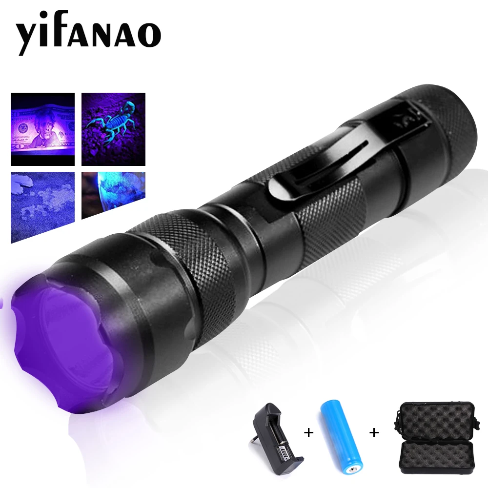 

Ultra Violet Light Portable UV Flashlight 502B Purple Light Luxeon 395-410nm Torch MINI Blacklight Lamp 18650 Battery For Marker