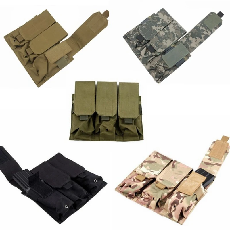 

Airsoft Molle Tactical Military Molle Belt Clip Triple M4 AR 5.56 .223 Mag Magazine Pouch Bag Hunting Pistol Handgun 3 Pouches