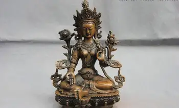 

8.5 Copper Bronze Green Tara Guan Yin Kwan-yin Bodhisattva Goddess Buddha Statue