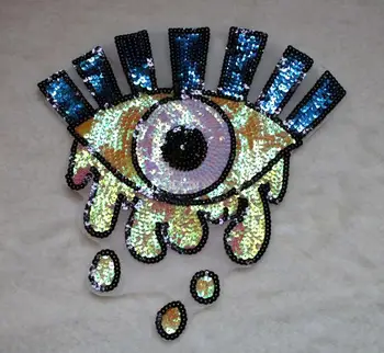 

32cm Eyes Sequins Patches for Clothing Sew On Sequins Tear T-shirt Sweater Bags Decoration Garment Accessotires Applique DIY