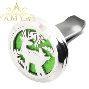 

Christmas Deer Maple Leaf 30mm Diffuser 316 Stainless Steel Car Aroma Locket Essential Oil Car Diffuser Lockets Free 40Pcs Pads