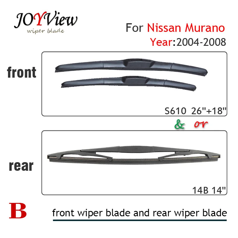 

RAINFUN S610 26"+18" CAR WIPER BLADE FIT FOR NISSAN MURANO HIGH QUALITY WINDSCREEN WIPER