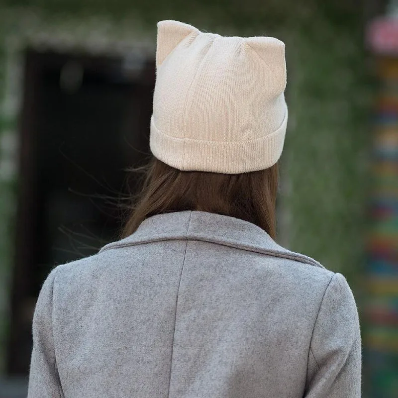 BINGYUANHAOXUA, новые зимние фирменные шапки, вязаная шапка с соблазнительными кошачьими ушками, для девушек, для женщин, шерстяная шапка в стиле подиумной моды, женские головные уборы, шапочка, шапка