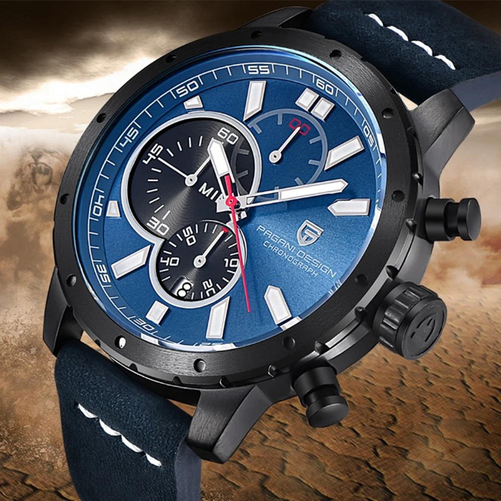  Watches Men Waterproof Chronograph Sport Quartz Watch Luxury Brand PAGANI DESIGN Military Wristwatc