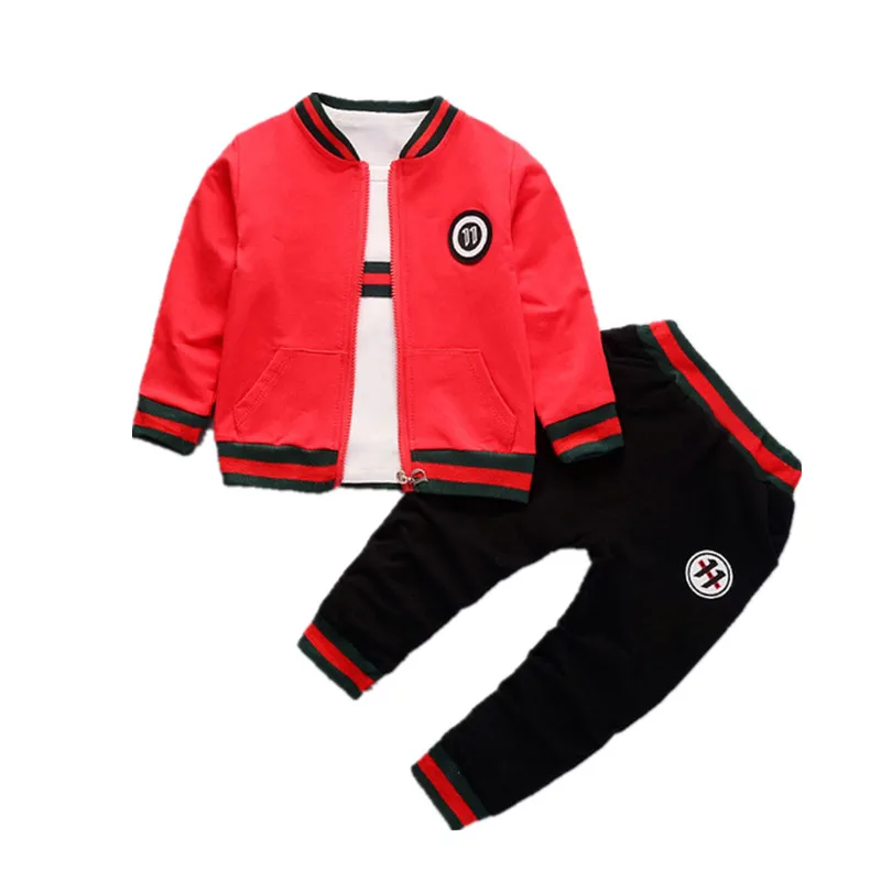 

Baby spring and autumn out out clothing children's clothing three-piece boy long-sleeved jacket + T-shirt + pants