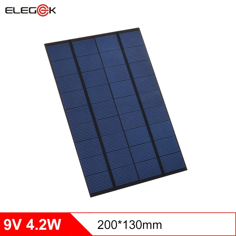

ELEGEEK 4W 9V 200*130mm DIY Mini Solar Cell 440mAh Polycrystalline PET + EVA Laminated Solar Panel for Solar System and Test