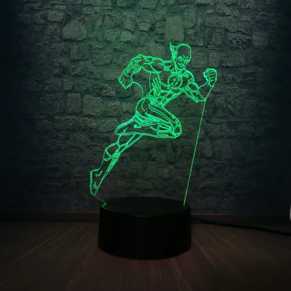 Новинка DC флэш-памяти с героями комиксов Марвел, 3D ночник 7 цветов изменить настольная Светодиодная лампа для дома Рождественский подарок-украшение USB игрушка люстра c плафонами вулканической лавы