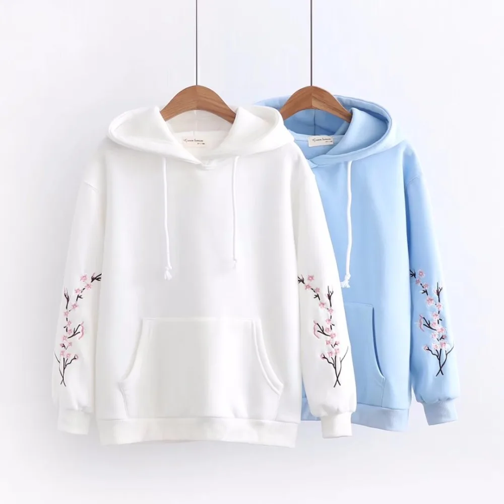 sudaderas mujer японский весенний зимний bts свитер женский с вышитыми цветами и буквами пуловер с капюшоном D437