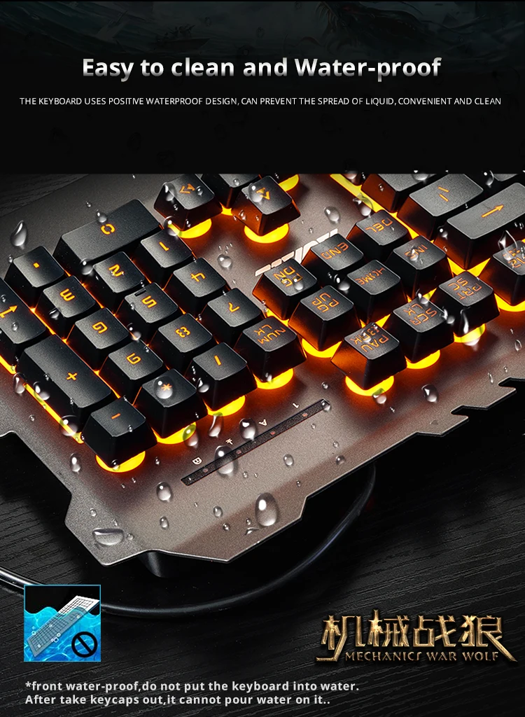 jazz Mechanical Wolf Wired Gaming Keyboard & Mouse Combos 104 Keys Backlit Keyboard 3200DPI Mouse  (11)
