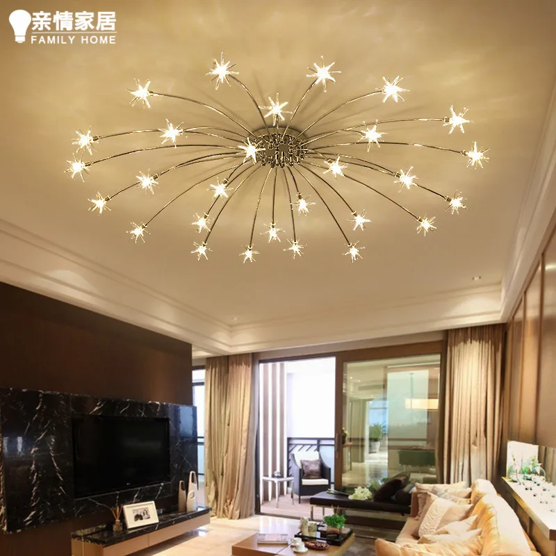 Us 155 44 42 Off Modern Round G4 Led Crystal Glass Stars Ceiling Lights Living Room Ceiling Lamps Bedroom Crsytal Starry Sky Light Fixtures In
