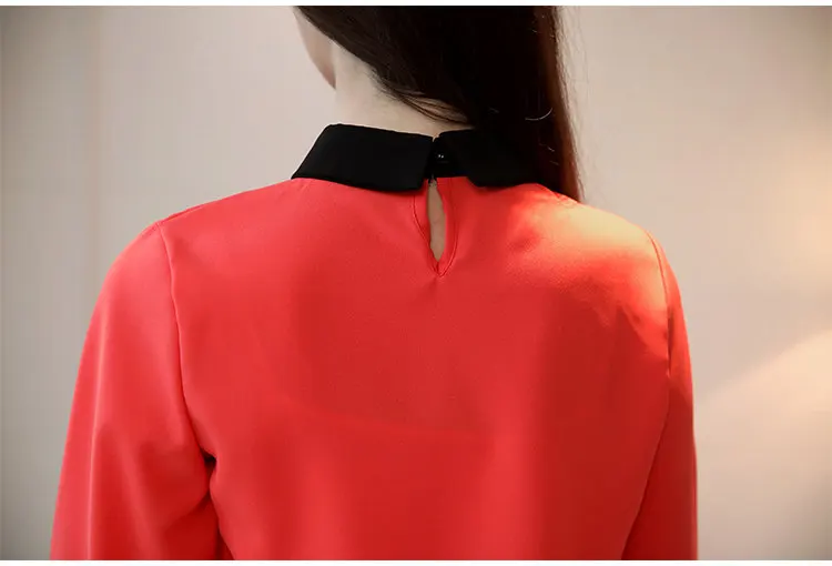 Women Blouses New 2019 Casual Autumn Shirt Elegant Bow Long Sleeve Tops Patchwork Chiffon Blusas Mujer OL Office Blouse (15)