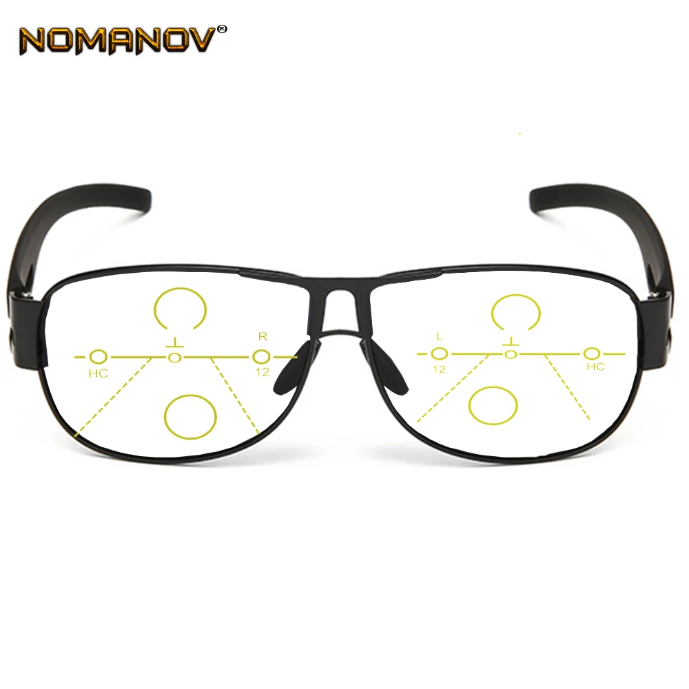 Очки для чтения мужские большие очки пилота ультра-легкие прогрессивные мультифокус очки для чтения добавить+ 1+ 1,5+ 2+ 2,5+ 3+ 3,5+ 4