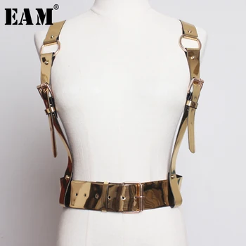 

[EAM] 2020 New Spring Summer Pu Leather Metal Color Shining Buckle Personality Strap Belt Women Fashion Tide All-match JT470