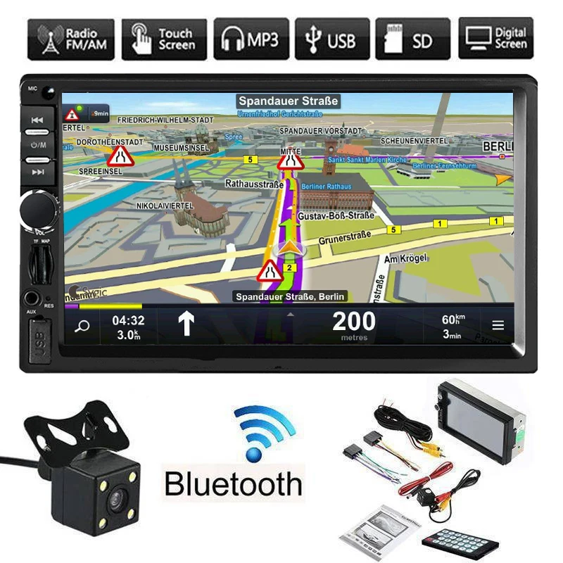 General 2 Din Autoradio Bluetooth Car Radio Stereo MP5 Player Auto Multimidia GPS Navigation USB SD