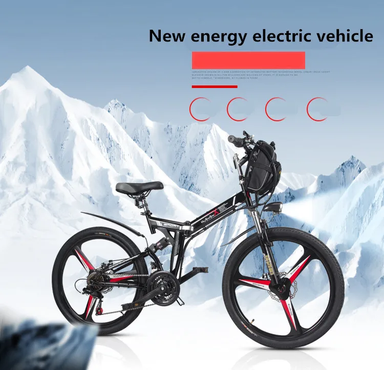 Clearance 26 Inch 48v350w Electric Bike Folding Mountain Bike Electric Car Lithium Battery Double Battery Electric Car 1