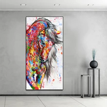 Aavv Besar Ukuran Besar Minyak Lukisan Hewan Dinding Seni Gambar untuk Ruang Tamu Dekorasi Rumah Lukisan Kanvas Berjalan Kuda Merah tanpa Bingkai(China)