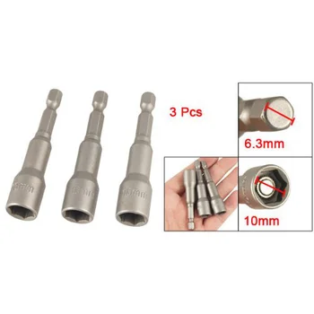

KSOL New Style Magnetic 3/8" Hex Socket 1/4" Shank Spanner Nut Driver Bit 3 Pcs