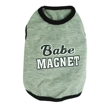 

Dog Clothes Classical Grey Babe Magnet Cotton Letter Summer Vests Shirts Puppy Clothes For Teddy Chihuahua Small Dog Cats