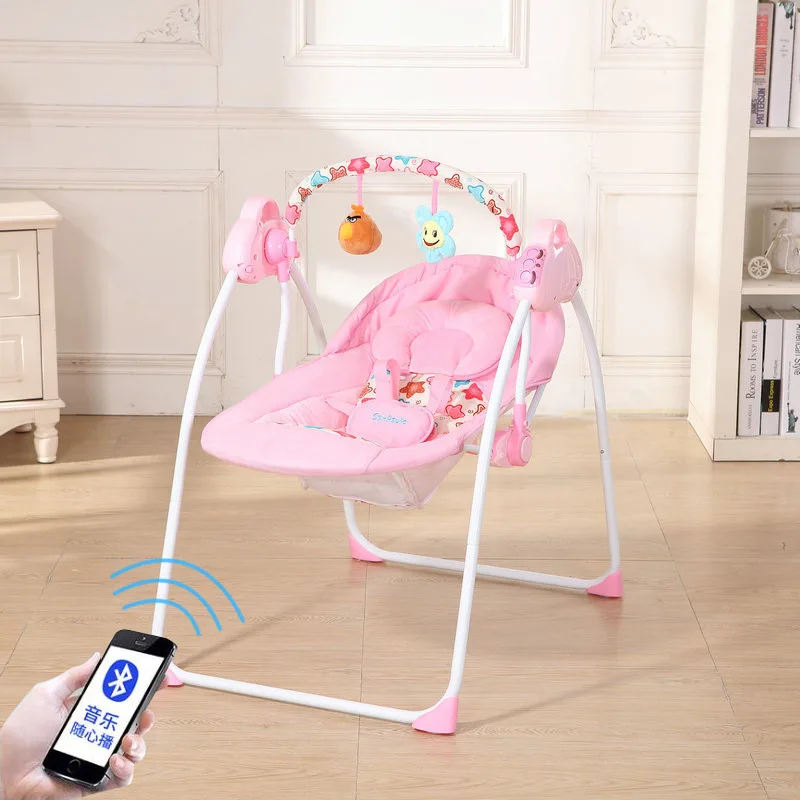 Детское кресло-качалка, многофункциональное удобное детское кресло-качалка с Bluetooth и пультом дистанционного управления, переносная складная кроватка для новорожденных