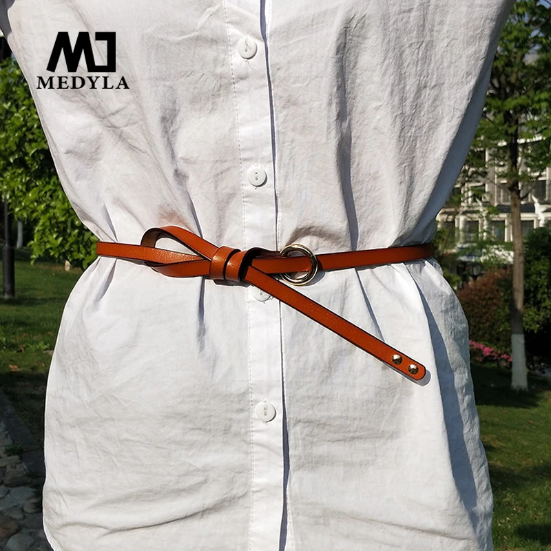 

MEDYLA New Arrival Women's Fashion Girls Knot Belts Brand 100% Genuine Leather Famale Straps for Women Dress Sweat Luxury Belt