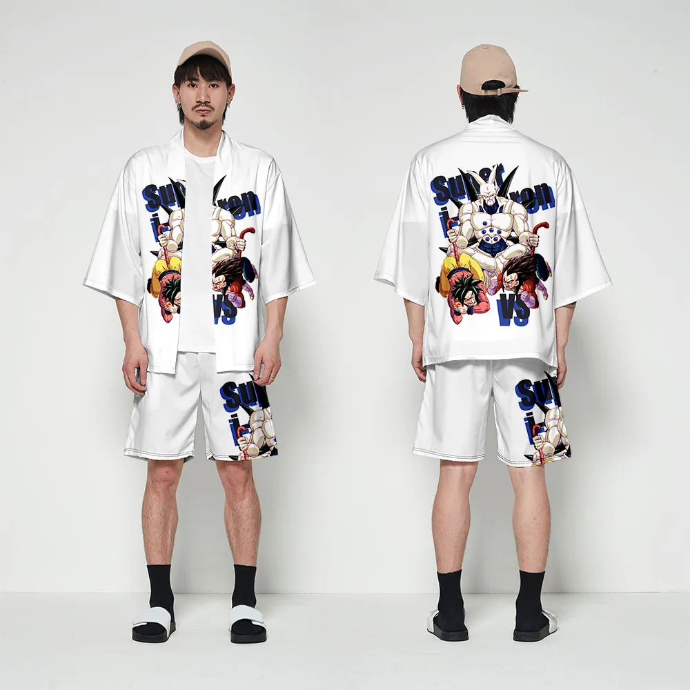 

2019 New Summer Dragon Ball Z Goku Vegeta Pattern 2 Pieces Shirt + Shorts Half Sleeve Blouse Casual Beach Holiday Clothing Sets
