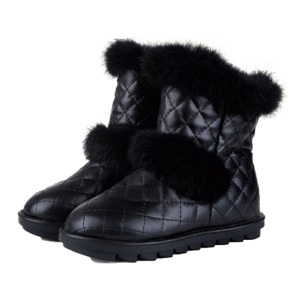 Negro Moda De 2018 Mujeres Fuzzy Invierno Mujer Nieve white Blanco Black Cuero Botas Zapatos Felpa Calientes Caliente Faux Zwffq75
