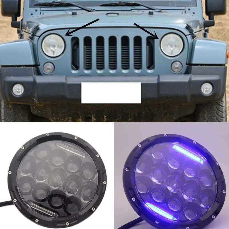 

2PCS For JEEP Wrangler 2007-2016 13-LED 7'' inch White H/L Beam + DRL Blue