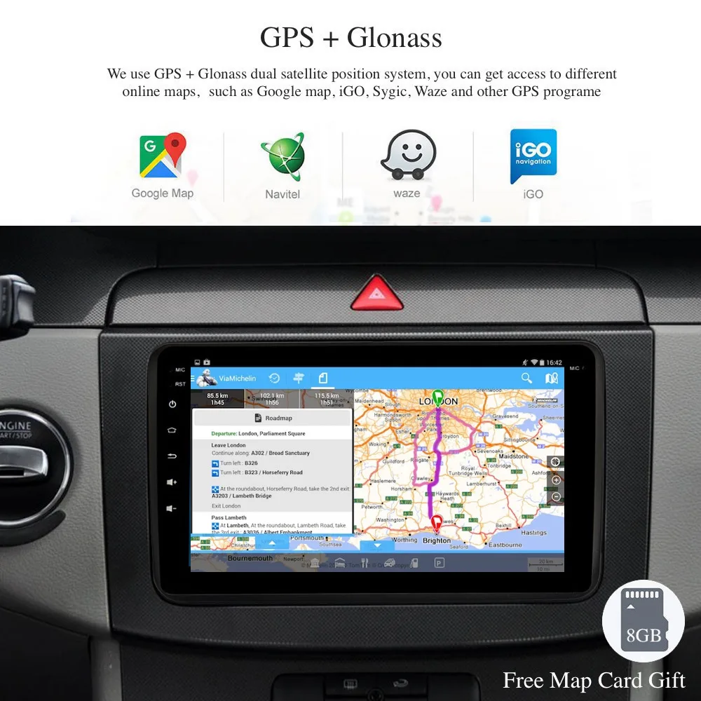 Discount Android 8.0/7.1 Car GPS Navigation for VW Passat Tiguan Golf Polo Jetta Touran 8" IPS Screen Built-in WIFI BT RDS Radio 4*45W 1