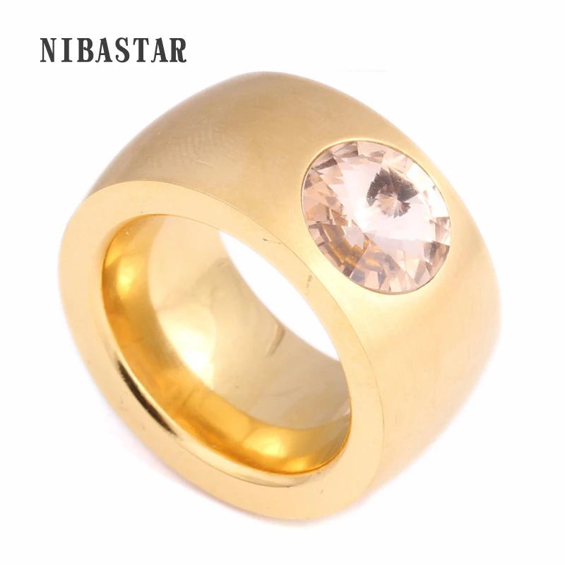 Преувеличенное Большое тяжелое прозрачное Золотое кольцо из нержавеющей стали для женщин или мужчин, кольцо с настоящей любовью