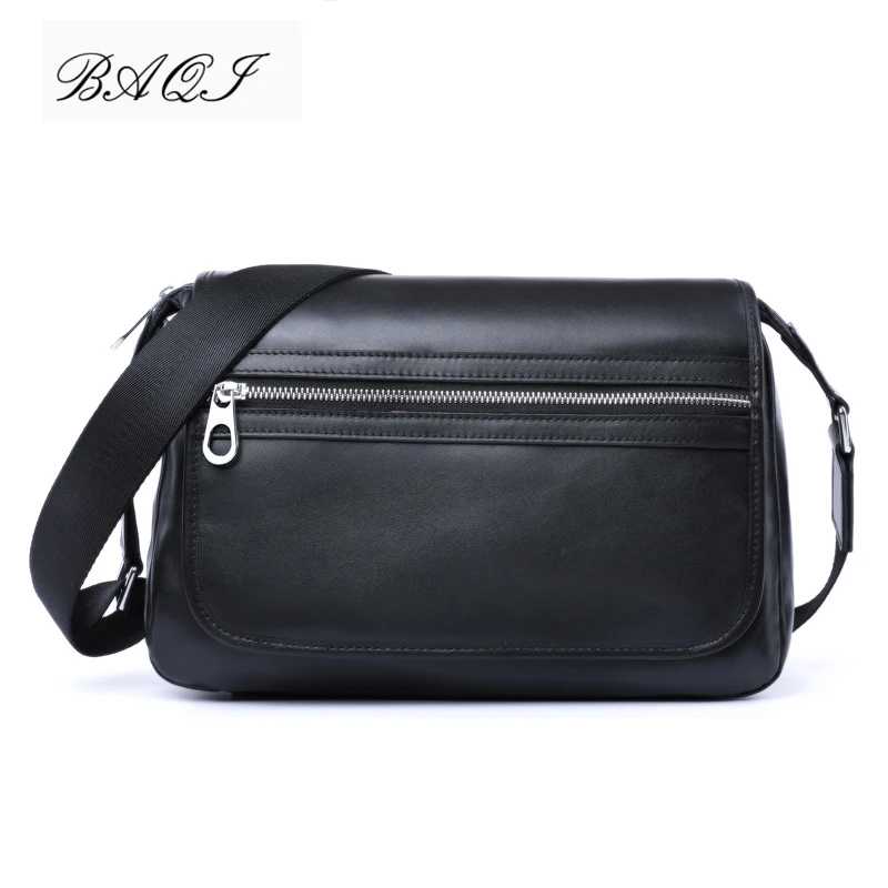 

BAQI Brand Men Handbags Genuine Leather Cowhide Men Shoulder Bag Crossbody Messenger Bags 2019 Fashion High Quality Casual Bag