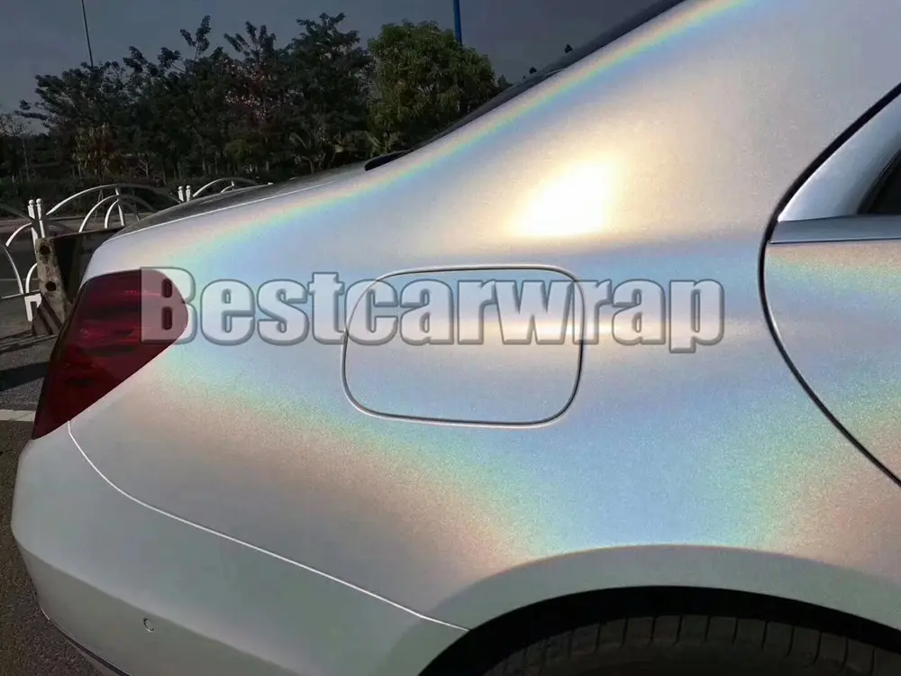Gloss White Psychedelic Flip Vinyl Wrap Film with air release For