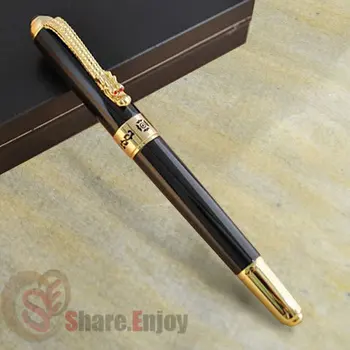 

JINHAO 1000 GLOSS BLACK AND GOLDEN ROLLER BALL PEN DRAGON CLIP