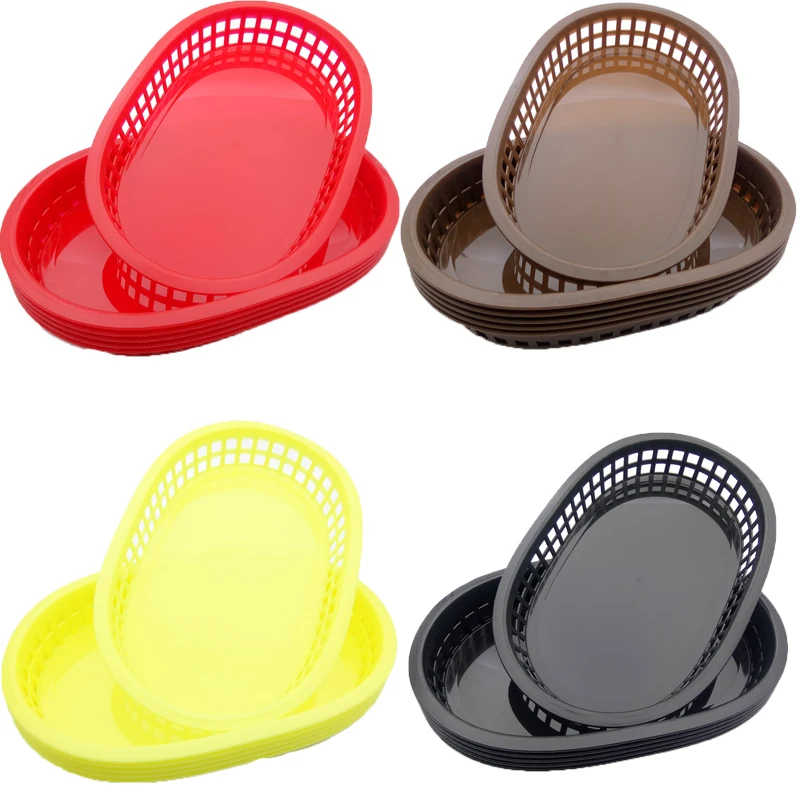 Plastic Fast Food Serving Basket French Fries Basket Nontoxic Oval Kep
